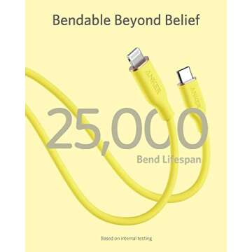 Anker USB-C to Lightning Cable, 641 Cable (Daffodil Yellow, 3ft), MFi Certified, Powerline III Flow Silicone Fast Charging Cable for iPhone 13 13 Pro 12 11 X XS XR 8 Plus (Charger Not Included)
