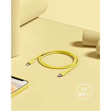 Anker USB-C to Lightning Cable, 641 Cable (Daffodil Yellow, 3ft), MFi Certified, Powerline III Flow Silicone Fast Charging Cable for iPhone 13 13 Pro 12 11 X XS XR 8 Plus (Charger Not Included)