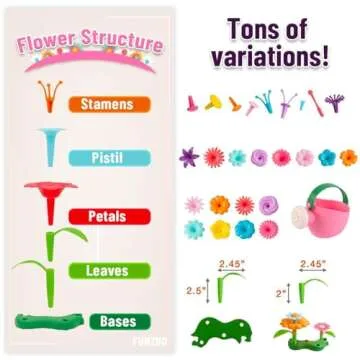 FUNZBO Flower Garden Building Toys for Kids Age 3-8
