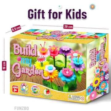 FUNZBO Flower Garden Building Toys - STEM Toy Gardening Gift for Kids, Toddler Girls Toys, Sorting and Stacking Toys, Kids Crafts, Toddler Toy Gifts for 4, 5, 6, 7 Year Old Girls