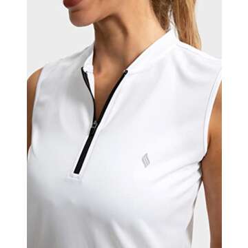 SANTINY Women's Sleeveless Golf Shirt Zip Up Tennis Lightweight Quick Dry Tank Tops Polo Shirts for Women(A White_S)