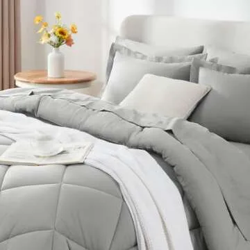 CozyLux 7-Piece Full Comforter Set in Light Grey