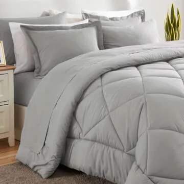 CozyLux 7-Piece Full Comforter Set in Light Grey