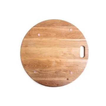 LUX American Oak Wood Diameter 19 inches Oversized Charcuterie Board | Large Cheese Board | Serving Board With Handle for Serving Cheeses, Meats, Crackers, and Wine | Unique Gift (Round Cutting Board)