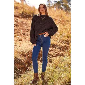 PRETTYGARDEN Women's Fall Oversized Pullover Sweaters Casual Crewneck Long Sleeve Chunky Cable Knit Blouse Top (Coffee,Medium)