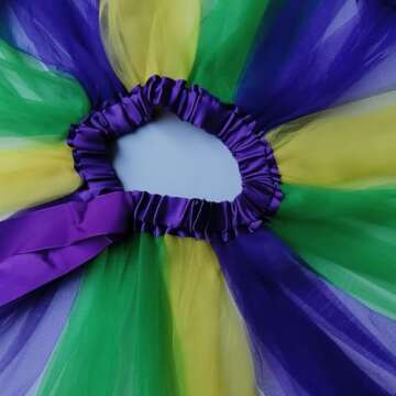 Danballto Mardi Gras Tutu Halloween Costumes for Girls Kids Dress Up Purple Yellow Green Tutu Skirt for Toddler