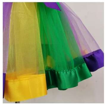 Danballto Mardi Gras Tutu Halloween Costumes for Girls Kids Dress Up Purple Yellow Green Tutu Skirt for Toddler