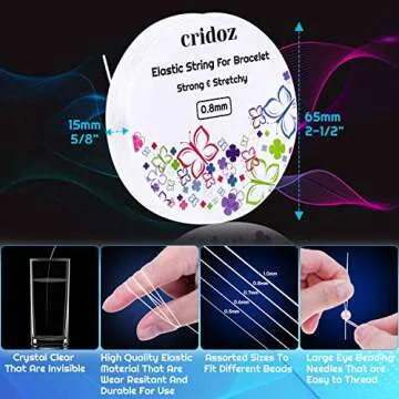 Cridoz Clear Elastic String Kit for Bracelets and Jewelry Making