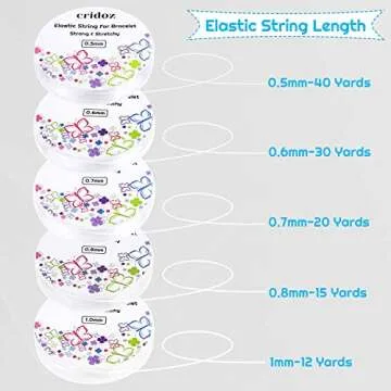 Cridoz Clear Elastic String Kit for Bracelets and Jewelry Making