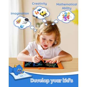 TEKFUN Toys for Girls Boys 10IN LCD Writing Tablet, Magic Doodle Board with Anti-Lost Stylus, Mess F...