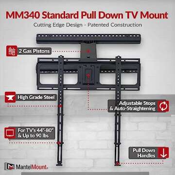 MantelMount MM340 Adjustable TV Mount for All Fireplaces