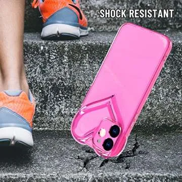 LSL for iPhone 12 Clear Case Cute Love Heart Design for Women Gilrs with Screen Protector Crystal Transparent Slim Fit Full Body Soft TPU Bumper Shockproof Protective Neon Pink Cover-Hot Pink