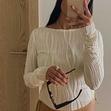 Stylish ABYOVRT Women Sexy Textured Crop Top - Elegant Versatility!