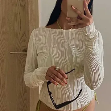 Stylish ABYOVRT Women Sexy Textured Crop Top - Elegant Versatility!