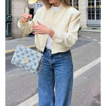 Trendy EOICIOI Women's Cropped Bomber Jacket in Multiple Colors