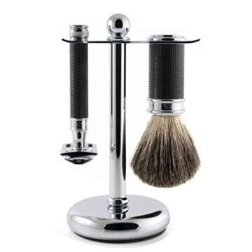 EDWIN JAGGER DIFFUSION COLLECTION 3D BLACK DIAMOND EFFECT & CHROME DE SAFETY RAZOR SET - S81M3DBC15
