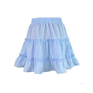 Salamola Women's Leopard Asymmetrical Ruffles High Waist Printed Cute Casual Mini Skirt (Z1637 LightBlue, Small)