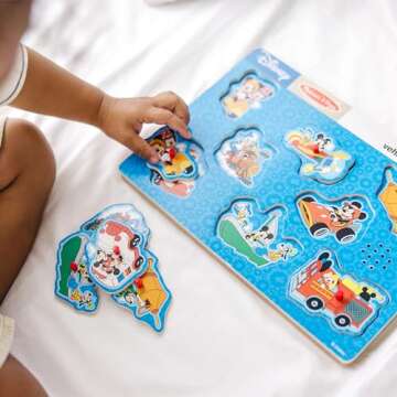 Melissa & Doug Disney Mickey Mouse and Friends Vehicles Sound Puzzle (8 pcs) - Mickey Mouse Toddler ...