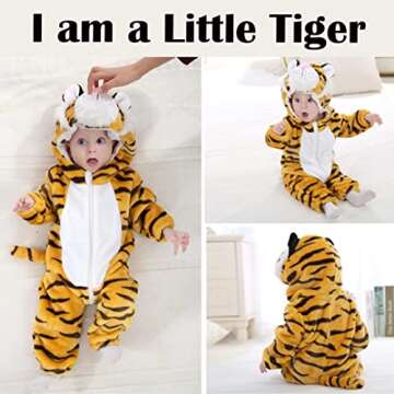 Baby Tiger Costumes Unisex Toddler Outfit Halloween Dress Up Romper 6-12 Months