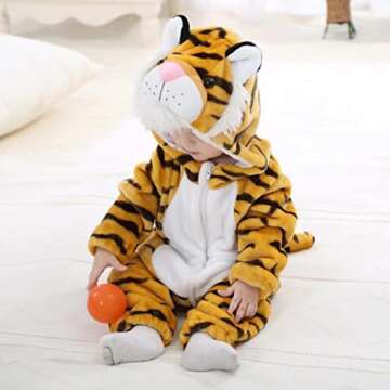 Baby Tiger Costumes Unisex Toddler Outfit Halloween Dress Up Romper 6-12 Months
