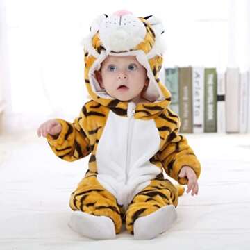 Baby Tiger Costumes Unisex Toddler Outfit Halloween Dress Up Romper 6-12 Months