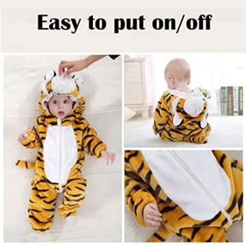 Baby Tiger Costumes Unisex Toddler Outfit Halloween Dress Up Romper 6-12 Months