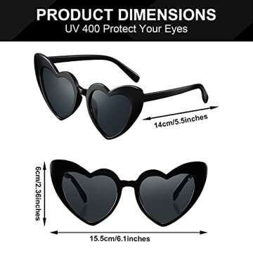 Frienda 9 Pairs Heart Shaped Sunglasses Bachelorette Heart Sunglasses Gift for Women Wedding Party Favors(Black Grey)