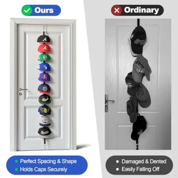 Aoodaily Hat Rack for Door - Stylish Adjustable Caps Organizer