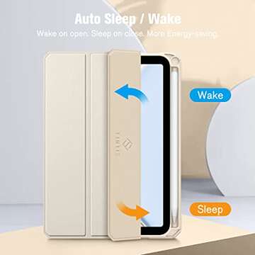 Fintie Hybrid Slim Case for iPad Mini 7 (A17 Pro, 7th Generation) 2024 / iPad Mini 6 (6th Gen) 8.3 Inch, [Built-in Pencil Holder] Shockproof Cover Clear Transparent Back Shell, Starlight