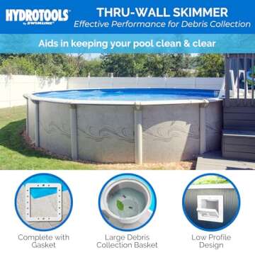 SWIMLINE HYDROTOOLS Standard Thru-Wall Above Ground Pool Skimmer Kit | ABS Construction | Pool Skimm...