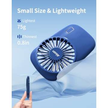Aluan Handheld Fan Mini Fan Powerful Small Personal Portable Fan Speed Adjustable USB Rechargeable C...