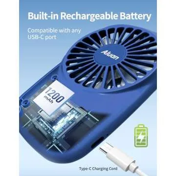 Aluan Handheld Fan Mini Fan Powerful Small Personal Portable Fan Speed Adjustable USB Rechargeable Cooling for Kids Girls Boys Woman Man Home Office Outdoor Travel, Navy Blue