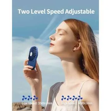 Aluan Handheld Fan Mini Fan Powerful Small Personal Portable Fan Speed Adjustable USB Rechargeable Cooling for Kids Girls Boys Woman Man Home Office Outdoor Travel, Navy Blue
