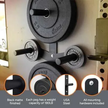 PRx Performance Wall-Mounted Vertical Weight Plate Storage - 3 or 4-Peg Heavy-Duty Bumper Plate Holder, Space-Saving Organizer for Garage Workouts, Home or Commercial Gyms, Fits 2-Inch Barbell Plates