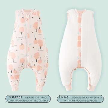 Duomiaomiao 2.5 TOG Toddler Sleep Sack 12-24 Months 100% Cotton Winter Baby Sleep Sack with Feet, Warm Comfy Toddler Wearable Blanket