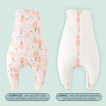 Duomiaomiao 2.5 TOG Toddler Sleep Sack 12-24 Months 100% Cotton Winter Baby Sleep Sack with Feet, Warm Comfy Toddler Wearable Blanket