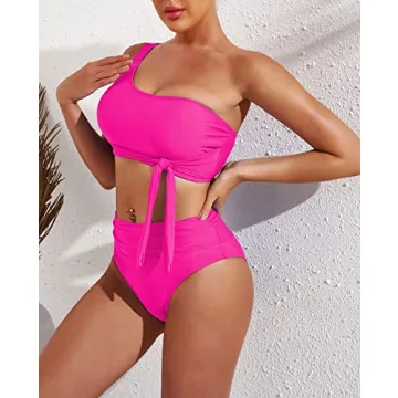 Pink Queen One Shoulder Bikini - Flattering Swimwear