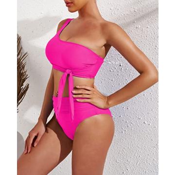 Pink Queen One Shoulder Bikini - Flattering Swimwear