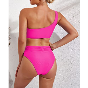 Pink Queen One Shoulder Bikini - Flattering Swimwear