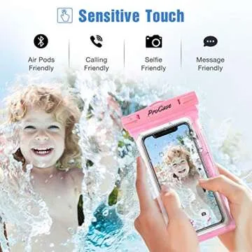 ProCase 2 Pack Waterproof Phone Pouch, Underwater Phone Case Up to 7", Dry Bag for iPhone 16 15 14 13 Pro Plus Max, Galaxy S24 S23 S22 Ultra Pixel, Beach Essentials -Pink & Black