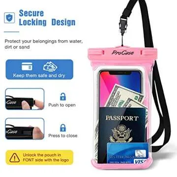 ProCase 2 Pack Waterproof Phone Pouch, Underwater Phone Case Up to 7", Dry Bag for iPhone 16 15 14 13 Pro Plus Max, Galaxy S24 S23 S22 Ultra Pixel, Beach Essentials -Pink & Black