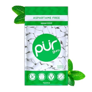 PUR Gum - Aspartame-Free Natural Spearmint Chewing Gum - 55 Pieces