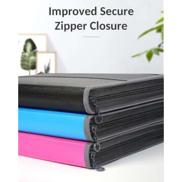 Sooez Accordion File Organizer with Safe Zipper, 12 Pocket Expanding File Folder with Front Pencil P...