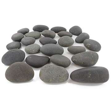 24 Rocks for Painting - Flat & Smooth Kindness Rocks for Arts, Crafts, and Decoration - Stones w/Easy Paint Surface - 2 to 3.5 inches - Set of 24 - Black