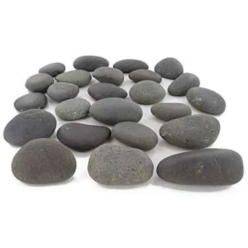 24 Rocks for Painting - Flat & Smooth Kindness Rocks for Arts, Crafts, and Decoration - Stones w/Easy Paint Surface - 2 to 3.5 inches - Set of 24 - Black