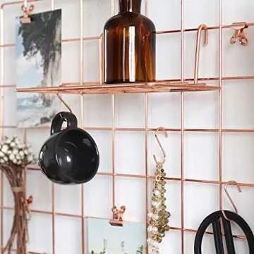 FRIADE Rose Gold Metal Wall Grid Panel for Stylish Displays