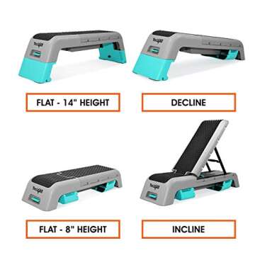 Yes4All Multifunctional Fitness Aerobic Step Platform/Aerobic Deck, Household Step Workout Bench for Home Gym (Blue/Grey)