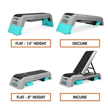 Yes4All Multifunctional Fitness Aerobic Step Platform/Aerobic Deck, Household Step Workout Bench for Home Gym (Blue/Grey)