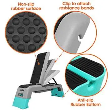 Yes4All Multifunctional Fitness Aerobic Step Platform/Aerobic Deck, Household Step Workout Bench for Home Gym (Blue/Grey)