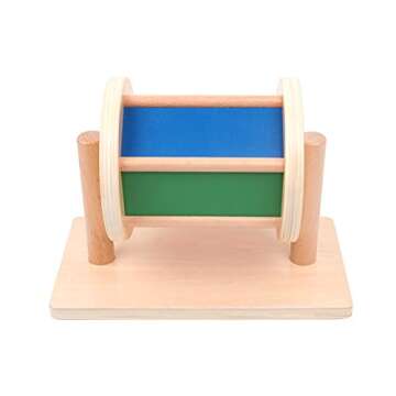 Montessori Toys for Babies 6-12 Months Boys and Girls, Wooden Spinning Rainbow Drum with Mirror and Bell for Infant Toddler, Sensory Development Toys for 1 Year Old Baby Gift